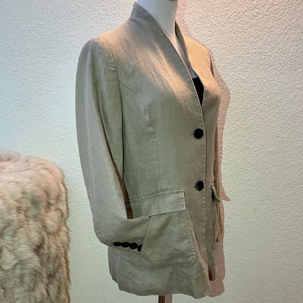 Coldwater Creek Classic 100% Linen Jacket - Khaki - Fully Lined - size 4